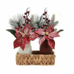 St. Nicholas Square® Artificial Poinsettia Mason Jar Table Decor