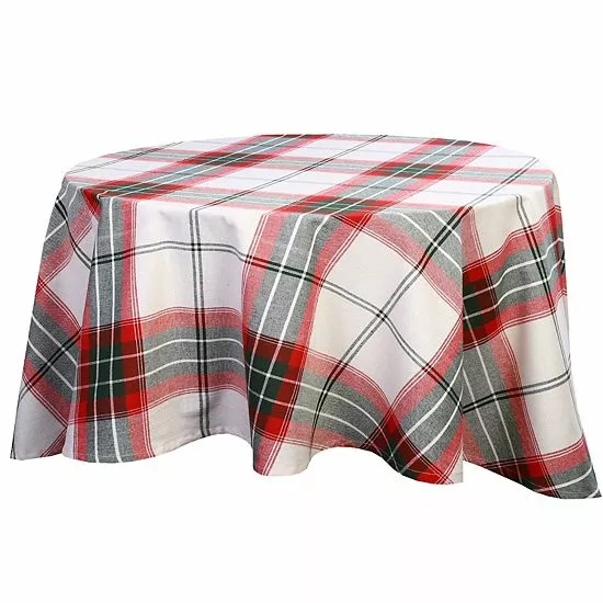 St. Nicholas Square® White Farmhouse Plaid Tablecloth - Image 3