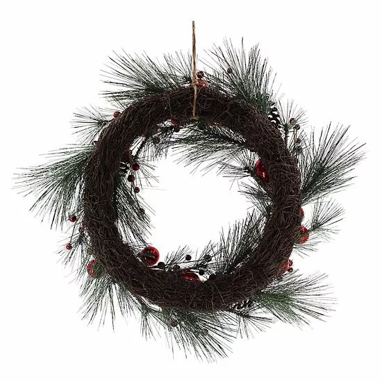 St. Nicholas Square® Artificial Flocked Pinecone Pine Needle Ornament Wreath - Image 2