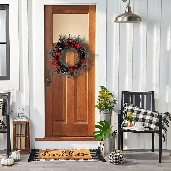 St. Nicholas Square® Artificial Flocked Pinecone Pine Needle Ornament Wreath - Image 4