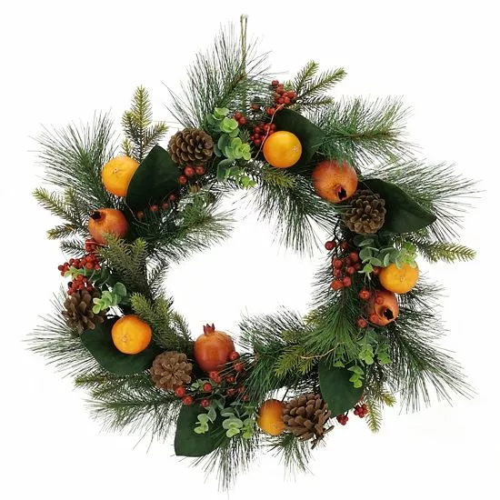 St. Nicholas Square® Pre-Lit Artificial Pomegranate Wreath - Image 3
