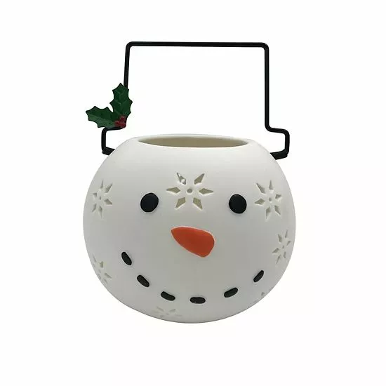 St. Nicholas Square® Ceramic LED Snowman Lantern - Image 2