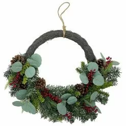 St. Nicholas Square® Asymmetrical Artificial Holly Berry Wreath