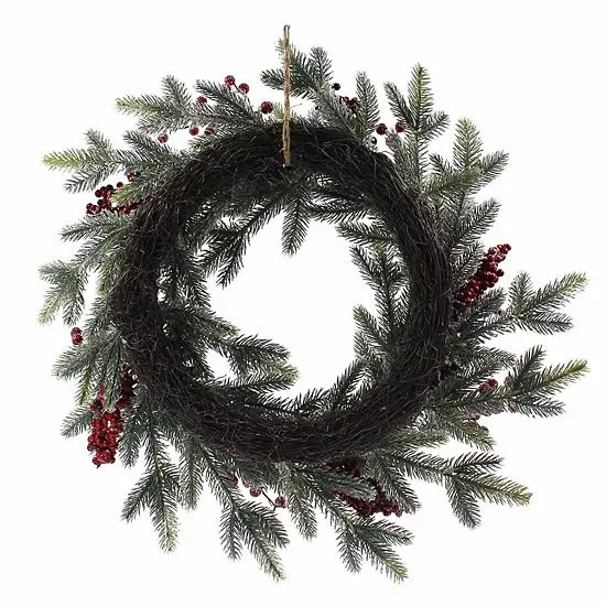St. Nicholas Square® Flocked Artificial Pine Berry Wreath - Image 2