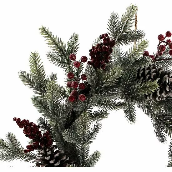 St. Nicholas Square® Flocked Artificial Pine Berry Wreath - Image 3