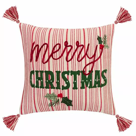 St. Nicholas Square® Striped Merry Christmas Throw Pillow
