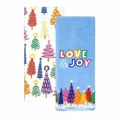 St. Nicholas Square® Love & Joy Rainbow Trees Kitchen Towel 2-pk.