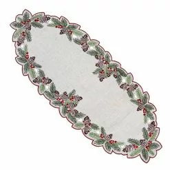 St. Nicholas Square® Cut-Out Holly Border Table Runner - 36"