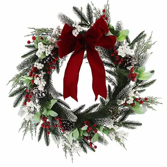St. Nicholas Square® Artificial White Red Berry Greenery Wreath