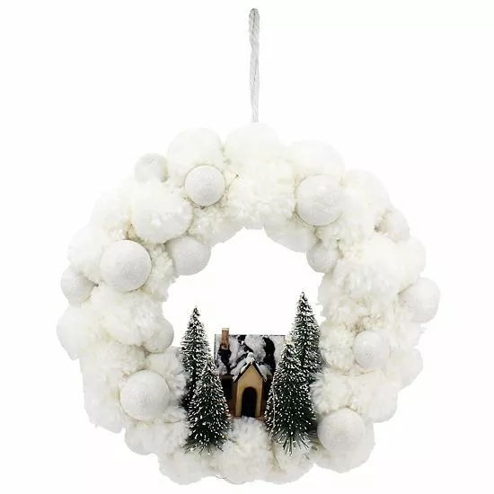 St. Nicholas Square® LED Pom Pom Wreath