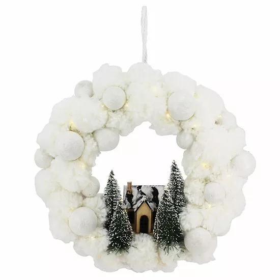 St. Nicholas Square® LED Pom Pom Wreath - Image 2