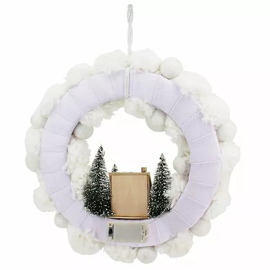 St. Nicholas Square® LED Pom Pom Wreath - Image 3